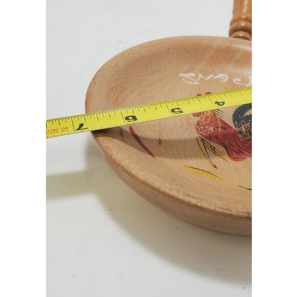 Royalty Vintage Mid Century (1960's) Maple, Hand Painted, Rooster Snack Bowl - Picture 2 of 7